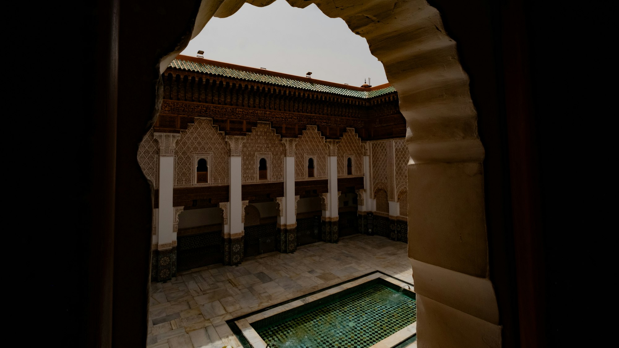 Moorish courtyard seen through a keyhole arch