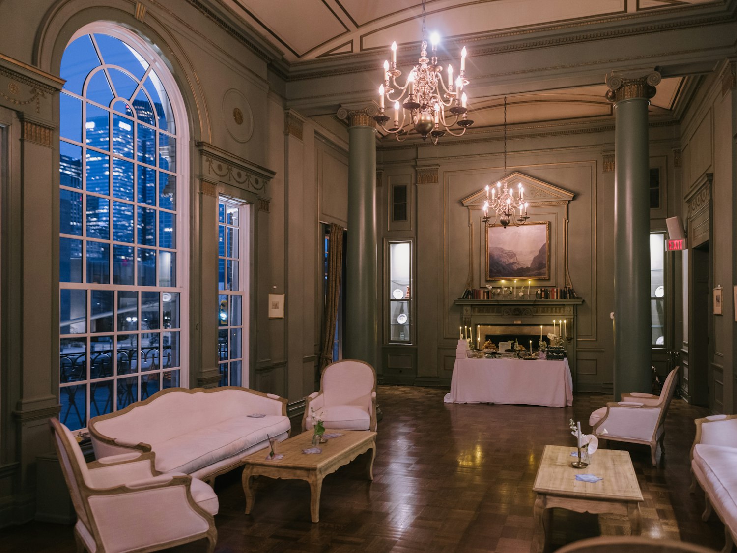 Executive lounge in warm evening light